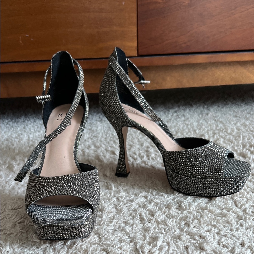Glam Black and Silver Women's Heels